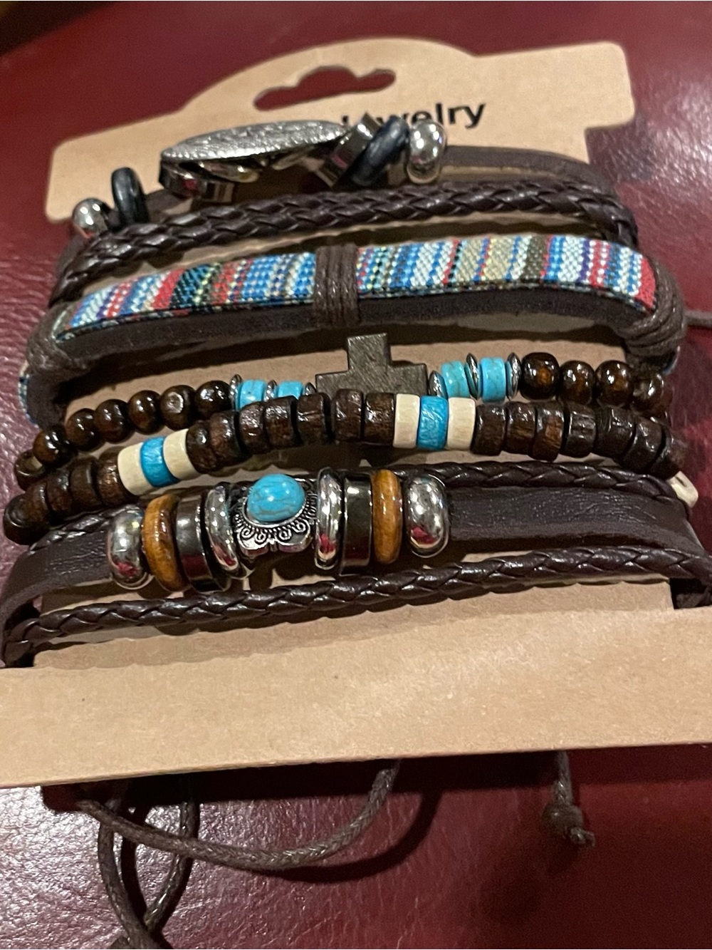 NEW Multi-Strand Brown & Faux Turquoise Beaded Fashion Jewelry Bracelets - Picture 2 of 4
